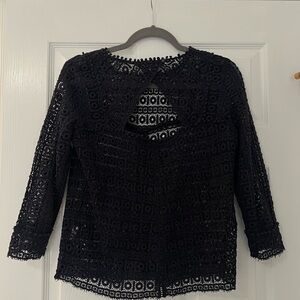 Sezane Navy Lace Women's Top